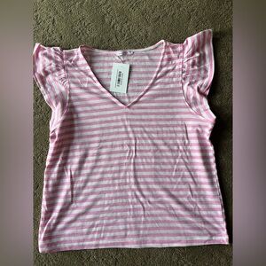 Staccato Pink and White Striped Top